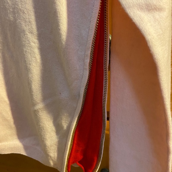 Maje Powder Pink Sweater Side Zipper w/Red Sz 3 - Picture 3 of 5